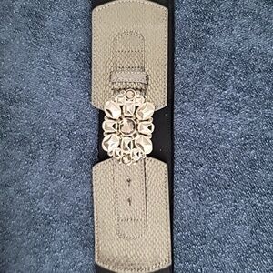 New York & Company Pewter Metallic Jewel-Embellished Belt